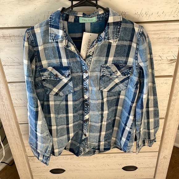 Jean Plaid Button Down - Picture 1 of 6